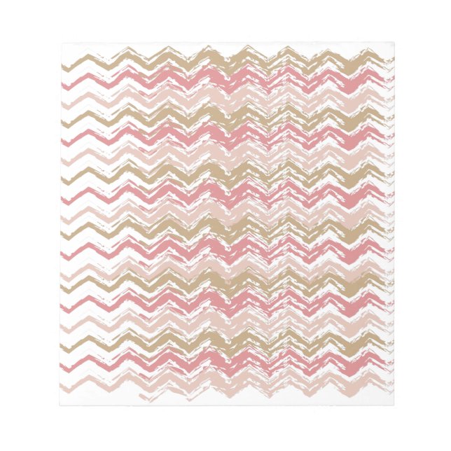 Bloco De Notas Padrão Coral Spice Scribble ZigZag Chevron (Frente)