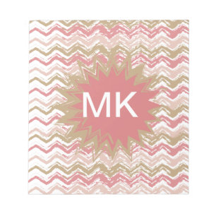 Bloco De Notas Padrão Coral Spice Scribble ZigZag Chevron