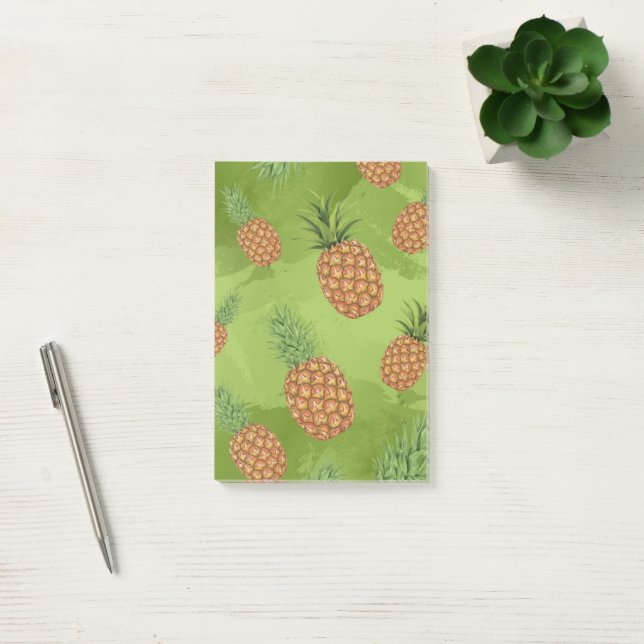 Bloco De Notas Padrão de abacaxi aquarela 4 (Escritótio)