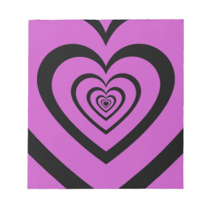 Bloco De Notas Padrão de Amor do Coração Hipnótico Roxo Negro