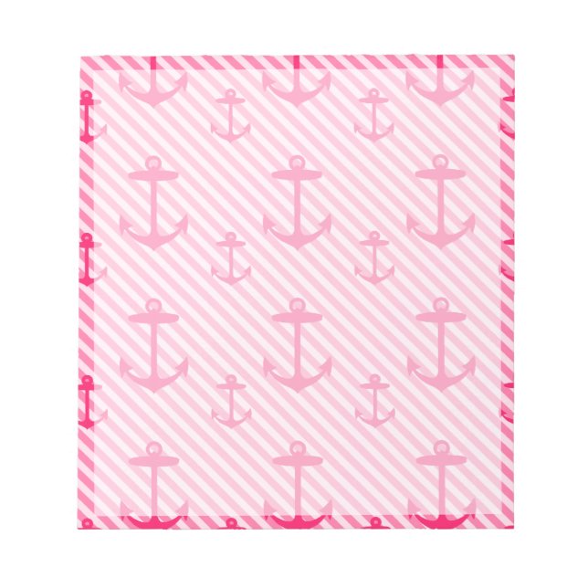 Bloco De Notas Padrão de Âncora Rosa (Frente)