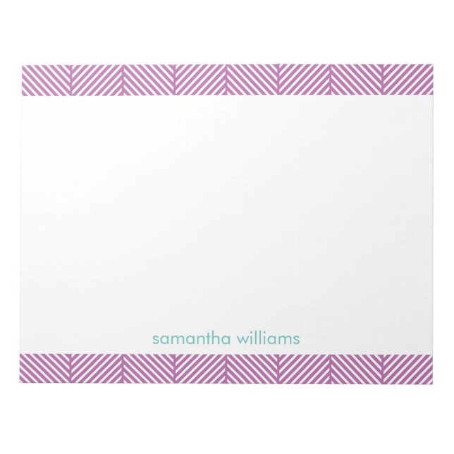 Bloco De Notas Padrão De Arenque Roxo Chic (Frente)