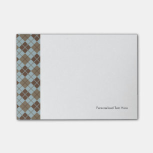 Bloco De Notas Padrão de Argyle em Azul e Taupe