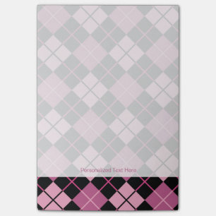 Bloco De Notas Padrão de Argyle em Preto e Rosa