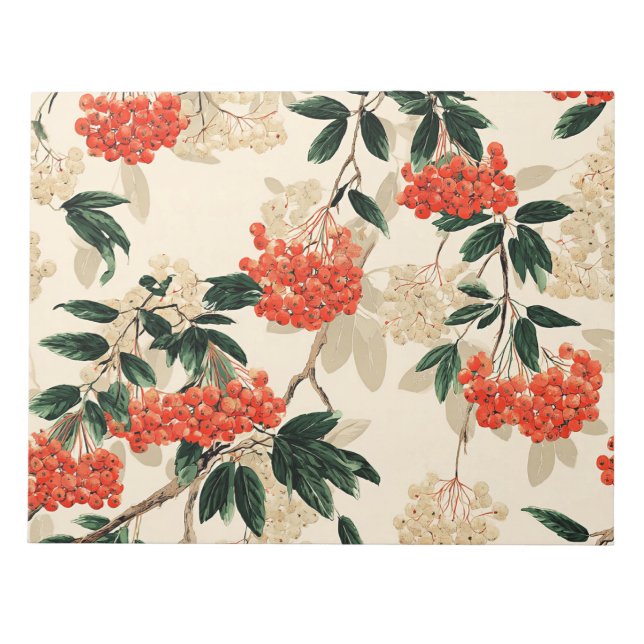 Bloco De Notas Padrão de Berry Branco e Vermelho Decorativo (Frente)