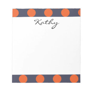 Bloco De Notas Padrão de Bolinhas Chic Azul Laranja Marinho Mono
