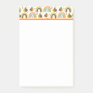 Bloco De Notas Padrão de Bumble Bee e Rainbows