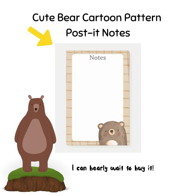 Bloco De Notas Padrão de Cartoon do Urso Bonito (Cute Bear Cartoon Pattern Post-it Notes)