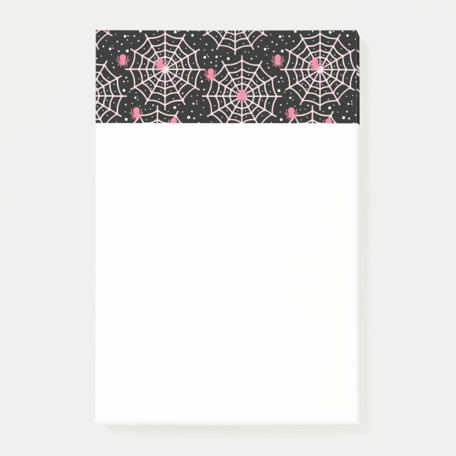 Bloco De Notas Padrão de Cobwebs e aranhas do Halloween (Frente)