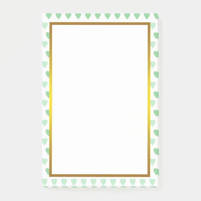 Bloco De Notas Padrão de Coração de Amor Verde Ouro (Frente)