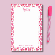 Padrão de coração rosa para notas a fazer