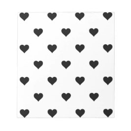 Bloco De Notas Padrão de Coração Simples, Branco e Preto