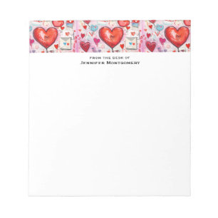 Bloco De Notas Padrão de Corações Cômicos e Letras de Amor
