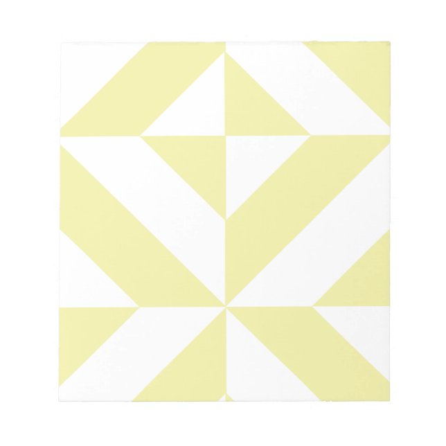 Bloco De Notas Padrão de Cubo de Deco Geométrico Amarelo Pálido (Frente)