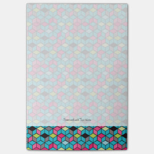 Bloco De Notas Padrão de Cubo Rosa e Turquesa