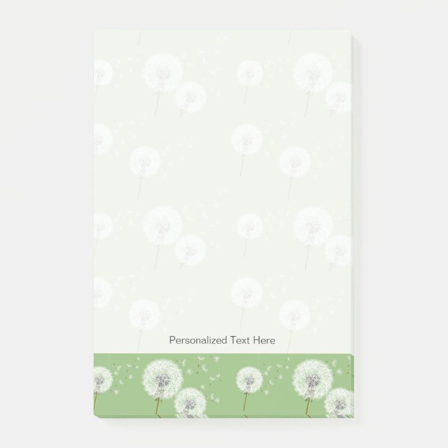 Bloco De Notas Padrão de Dandelion em tela de fundo verde (Frente)