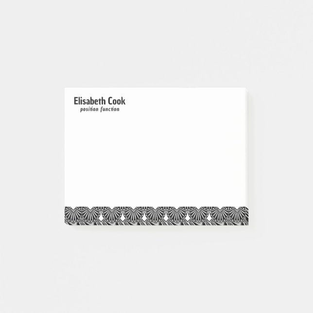 Bloco De Notas Padrão de Deco de Arte Preta e Branca, Texto Perso (Frente)