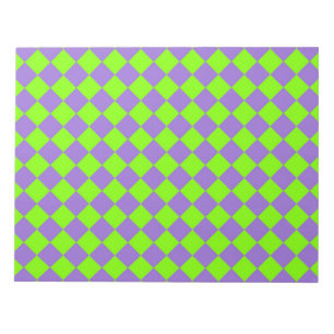 Bloco De Notas Padrão de Diamante do Verificador Verde Roxo