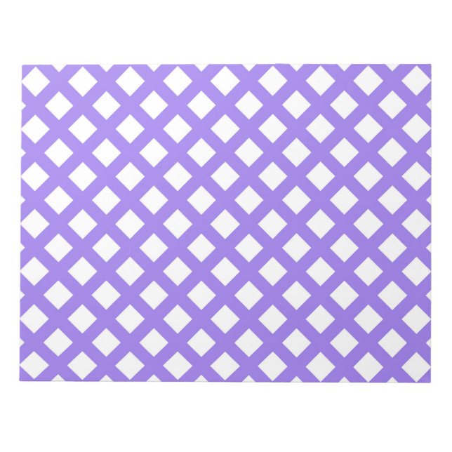 Bloco De Notas Padrão de Diamante Xadrez Branco Roxo (Frente)