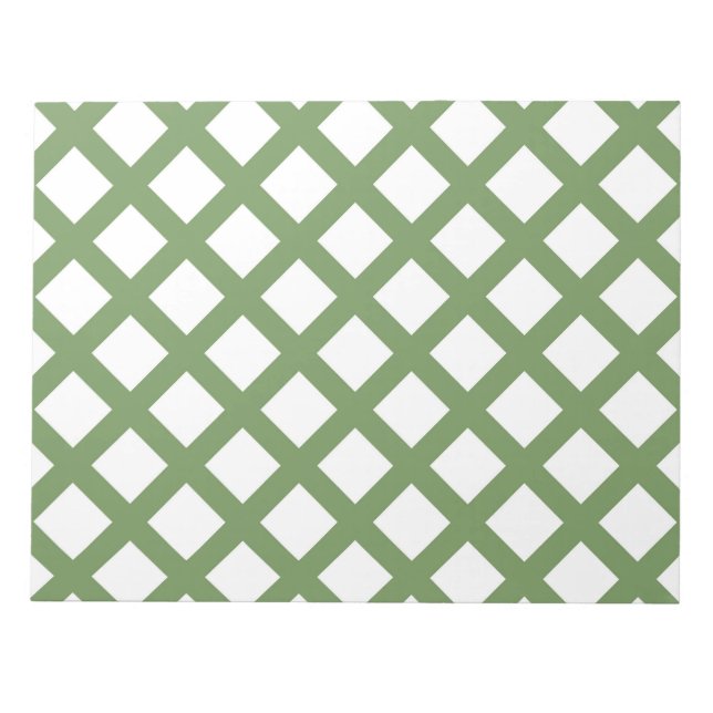Bloco De Notas Padrão de Diamante Xadrez Verde Branco (Frente)