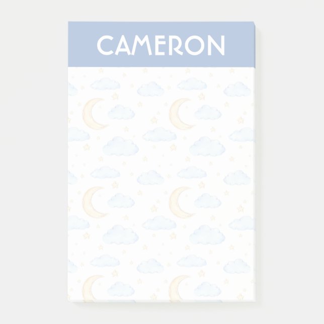 Bloco De Notas Padrão de estrelas e nuvens de aquarela (Frente)