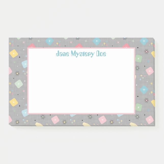 Bloco De Notas Padrão de Explosões Atômicas com Estrelas Retro Di (Frente)