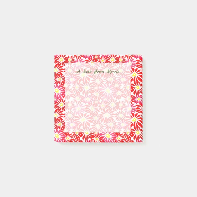 Bloco De Notas Padrão de Férias de Poinsettia Floral Vermelha e R (Frente)