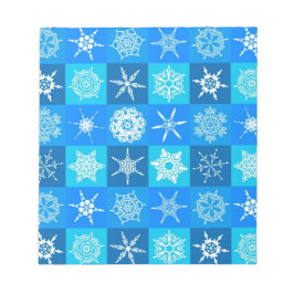 Bloco De Notas Padrão de Flocos de Neve Azul