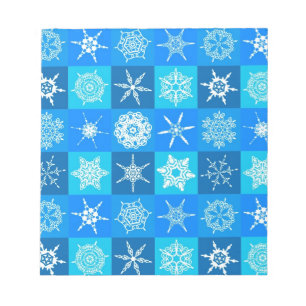Bloco De Notas Padrão de Flocos de Neve Azul