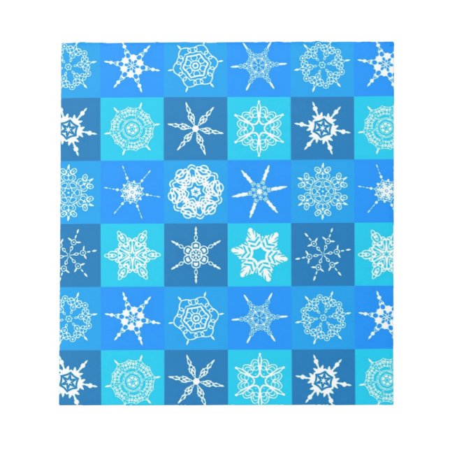 Bloco De Notas Padrão de Flocos de Neve Azul (Frente)