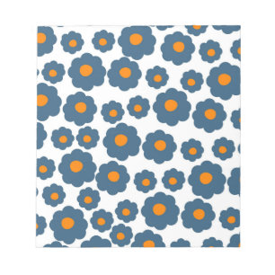 Bloco De Notas Padrão de Flor de Hippie Laranja Azul de Pré-Disqu