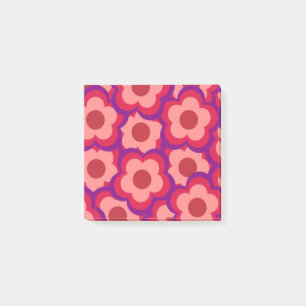 Bloco De Notas Padrão de Flor de Hippie Retro de Cor Negrito