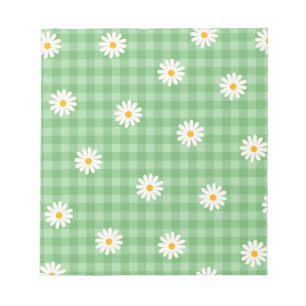 Bloco De Notas Padrão de Flor de Verificação Gingham da Xadrez de