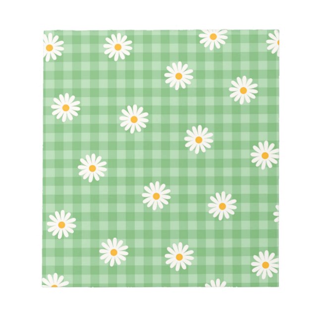 Bloco De Notas Padrão de Flor de Verificação Gingham da Xadrez de (Frente)
