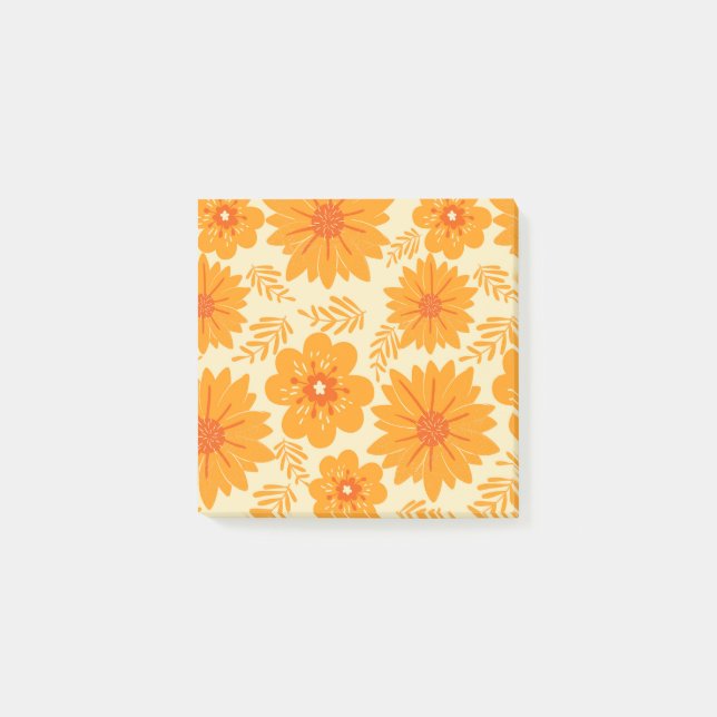 Bloco De Notas Padrão de Flor Laranja do Meio século de Imagem Re (Frente)