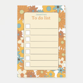 Bloco De Notas Padrão de Flor Retroativo Colorido Personalizado p