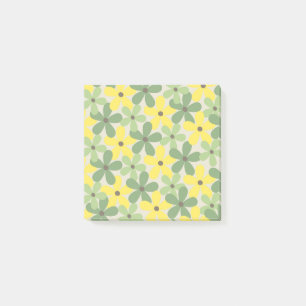 Bloco De Notas Padrão de Flor Verde Amarelo Retroativo Y2K 70s
