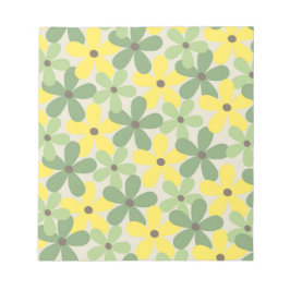 Bloco De Notas Padrão de Flor Verde Amarelo Retroativo Y2K 70s