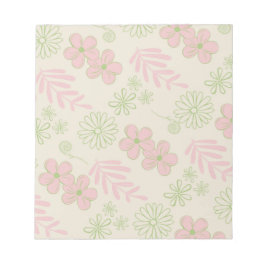 Bloco De Notas Padrão de Flor Verde Rosa bege Retroativo Y2K 70s