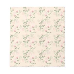Bloco De Notas Padrão de Flor Verde Rosa Y2K 70s Rosa Verde