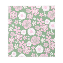 Padrão de Flor Y2K 70s - Cor-de-rosa Verde