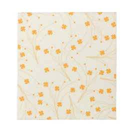 Bloco De Notas Padrão de Flor Y2K 70s do Orange Beige Retro