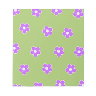 Bloco De Notas Padrão de Flor Y2K Retro Roxo Verde