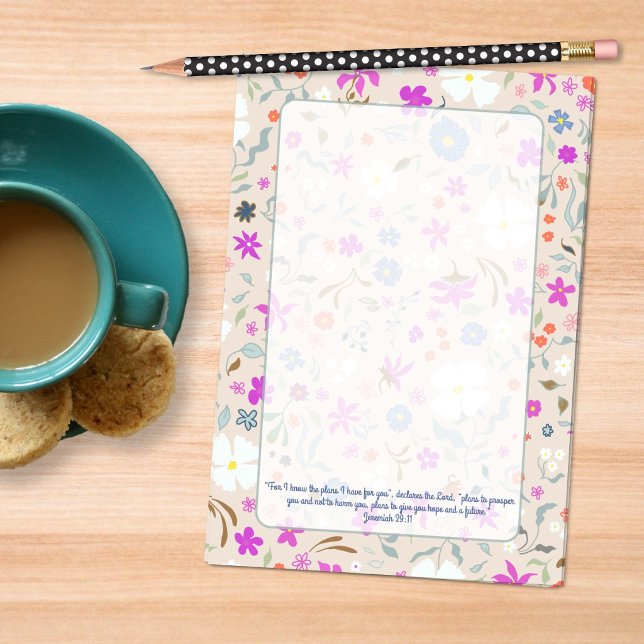 Bloco De Notas Padrão de Flores Deliciosas Escritura Ilustrada à  (Criador carregado)