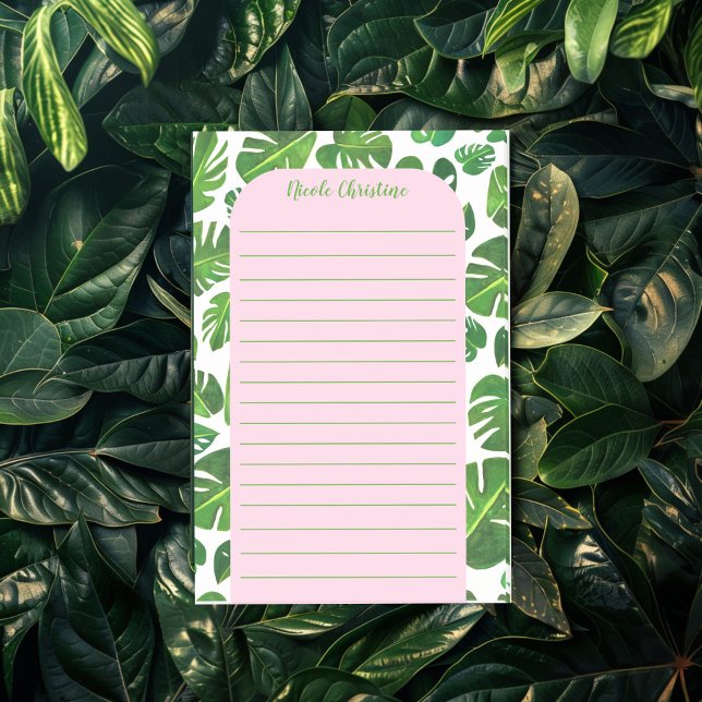Bloco De Notas Padrão de Folha Monstera Tropical PERSONALIZADO Vi (Tropical Monstera Leaf Pattern CUSTOMIZED Lined Post-it Notes
)