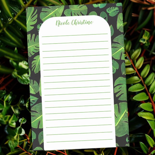 Bloco De Notas Padrão de Folha Monstera Tropical PERSONALIZADO Vi (Tropical Monstera Leaf Pattern CUSTOMIZED Lined Post-it Notes
)
