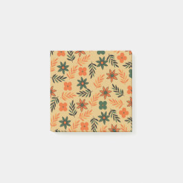 Bloco De Notas Padrão de Folhas Florais de Flores da Vintage 70s