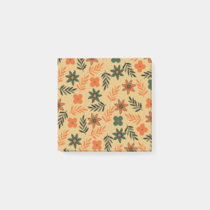 Bloco De Notas Padrão de Folhas Florais de Flores da Vintage 70s