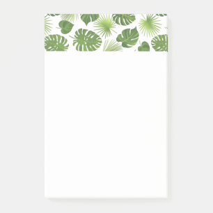 Bloco De Notas Padrão de Folhas Tropicais na moda Verde