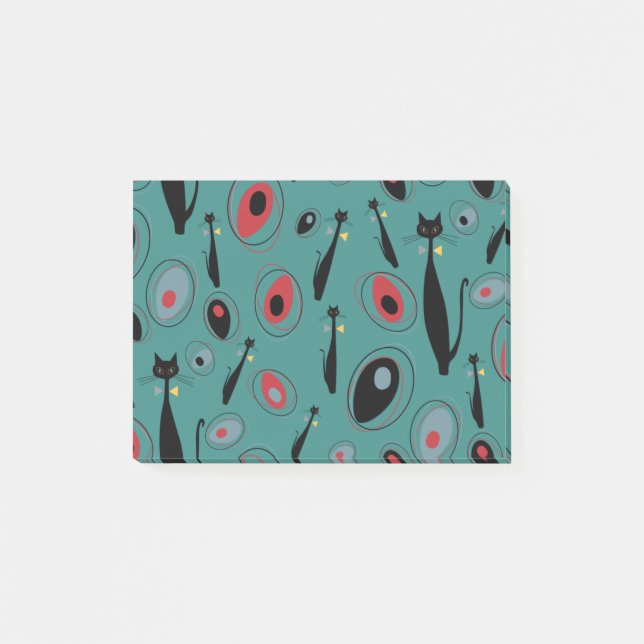 Bloco De Notas Padrão De Gatos Atômicos Modernos Do Século De Méd (Frente)